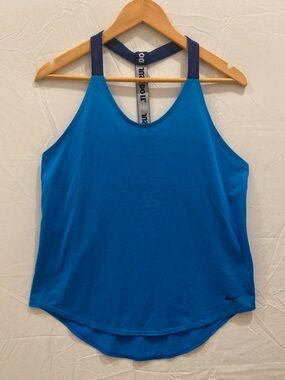 Nike Women's Blue Racerback Workout Tank with Navy Straps M